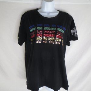 VS PINK Womens Large Black Sequin Shirt